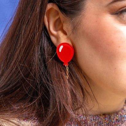 Balloons Drop Earrings – Red  -  Erstwilder Essentials  -  Quirky Resin and Enamel Accessories