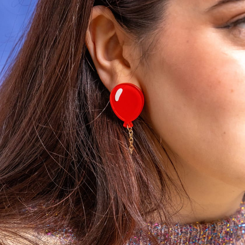Balloons Drop Earrings – Red  -  Erstwilder Essentials  -  Quirky Resin and Enamel Accessories