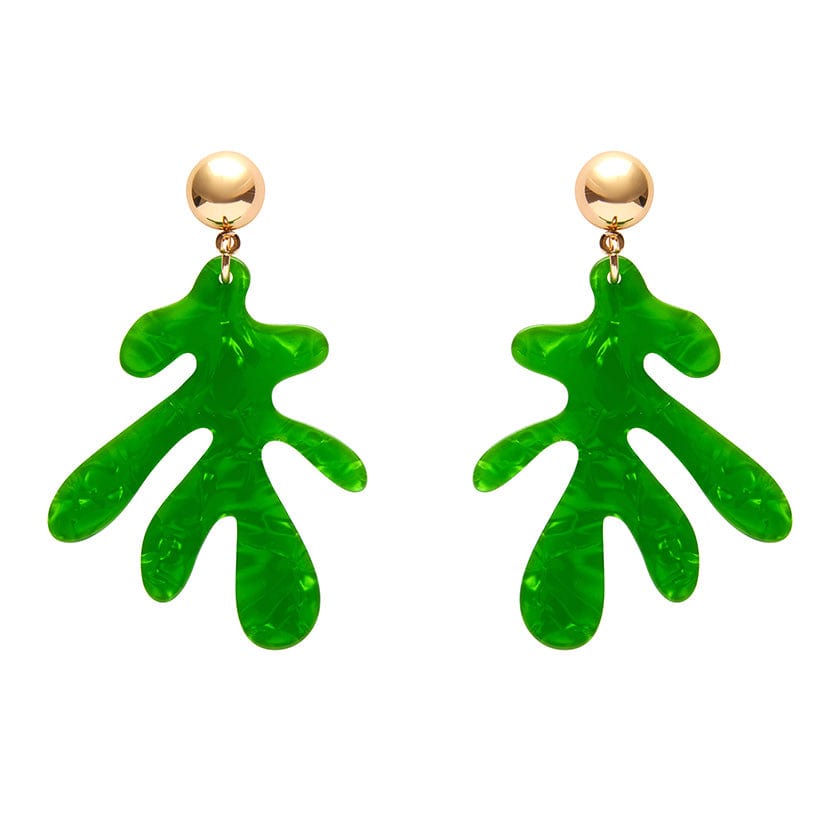 Coral Ripple Drop Earrings - Green  -  Erstwilder Essentials  -  Quirky Resin and Enamel Accessories