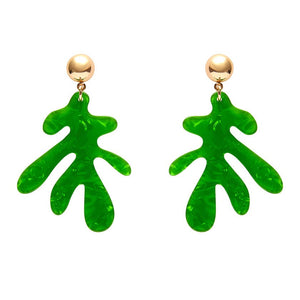 Coral Ripple Drop Earrings - Green  -  Erstwilder Essentials  -  Quirky Resin and Enamel Accessories
