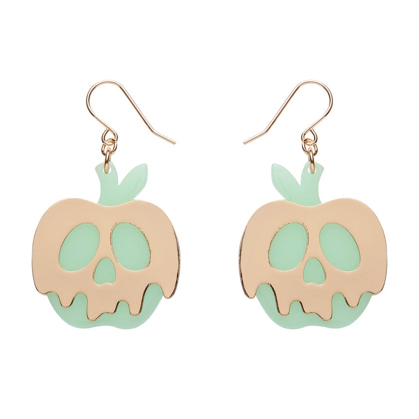 Poison Apple Drop Earrings - Glow in the Dark and Gold  -  Erstwilder Essentials  -  Quirky Resin and Enamel Accessories