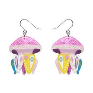 The Whimsical White Spotted Jellyfish Drop Earrings  -  Erstwilder  -  Quirky Resin and Enamel Accessories