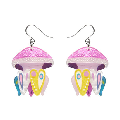 The Whimsical White Spotted Jellyfish Drop Earrings  -  Erstwilder  -  Quirky Resin and Enamel Accessories