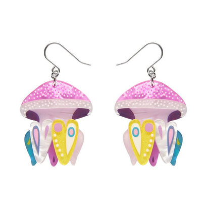 The Whimsical White Spotted Jellyfish Drop Earrings  -  Erstwilder  -  Quirky Resin and Enamel Accessories