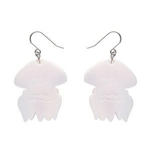 The Whimsical White Spotted Jellyfish Drop Earrings  -  Erstwilder  -  Quirky Resin and Enamel Accessories