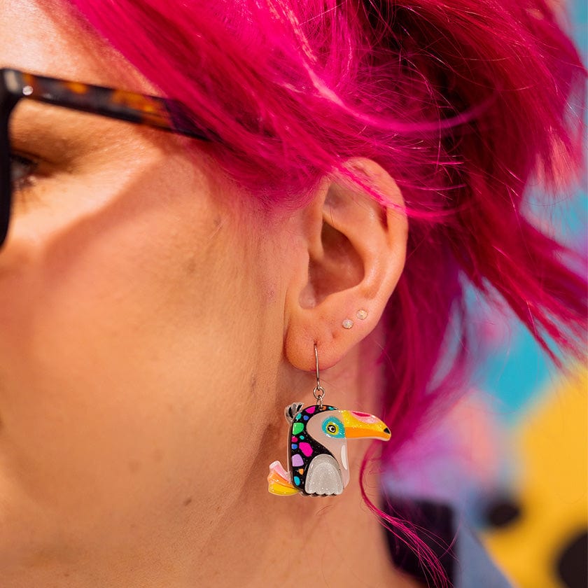Tara The Toucan Drop Earrings  -  Erstwilder  -  Quirky Resin and Enamel Accessories