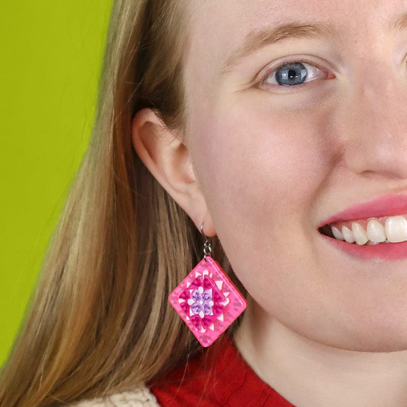 Cosy Comfort Earrings - Pink  -  Erstwilder  -  Quirky Resin and Enamel Accessories