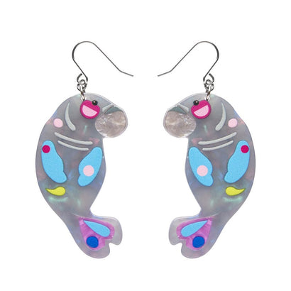 The Dutiful Dugong Drop Earrings  -  Erstwilder  -  Quirky Resin and Enamel Accessories