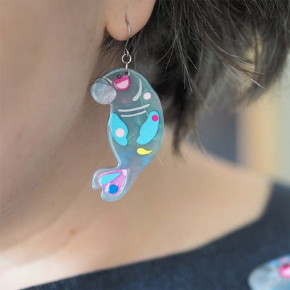 The Dutiful Dugong Drop Earrings  -  Erstwilder  -  Quirky Resin and Enamel Accessories