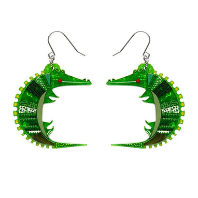 A Crocodile Named Growl Drop Earrings  -  Erstwilder  -  Quirky Resin and Enamel Accessories