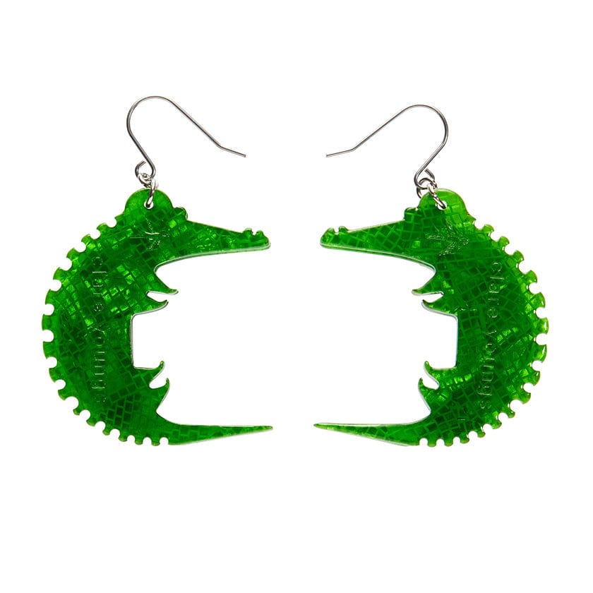 A Crocodile Named Growl Drop Earrings  -  Erstwilder  -  Quirky Resin and Enamel Accessories