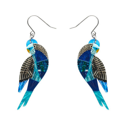 A Budgie Named Chirp Drop Earrings  -  Erstwilder  -  Quirky Resin and Enamel Accessories