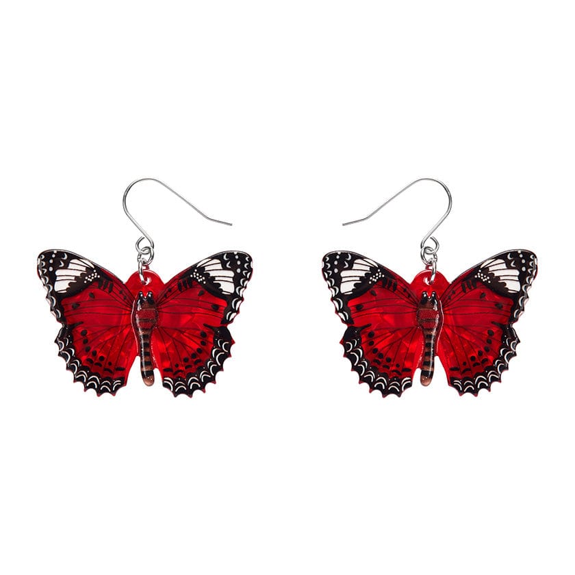 Wings Laced in Red Earrings  -  Erstwilder  -  Quirky Resin and Enamel Accessories