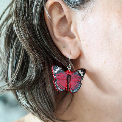 Wings Laced in Red Earrings  -  Erstwilder  -  Quirky Resin and Enamel Accessories