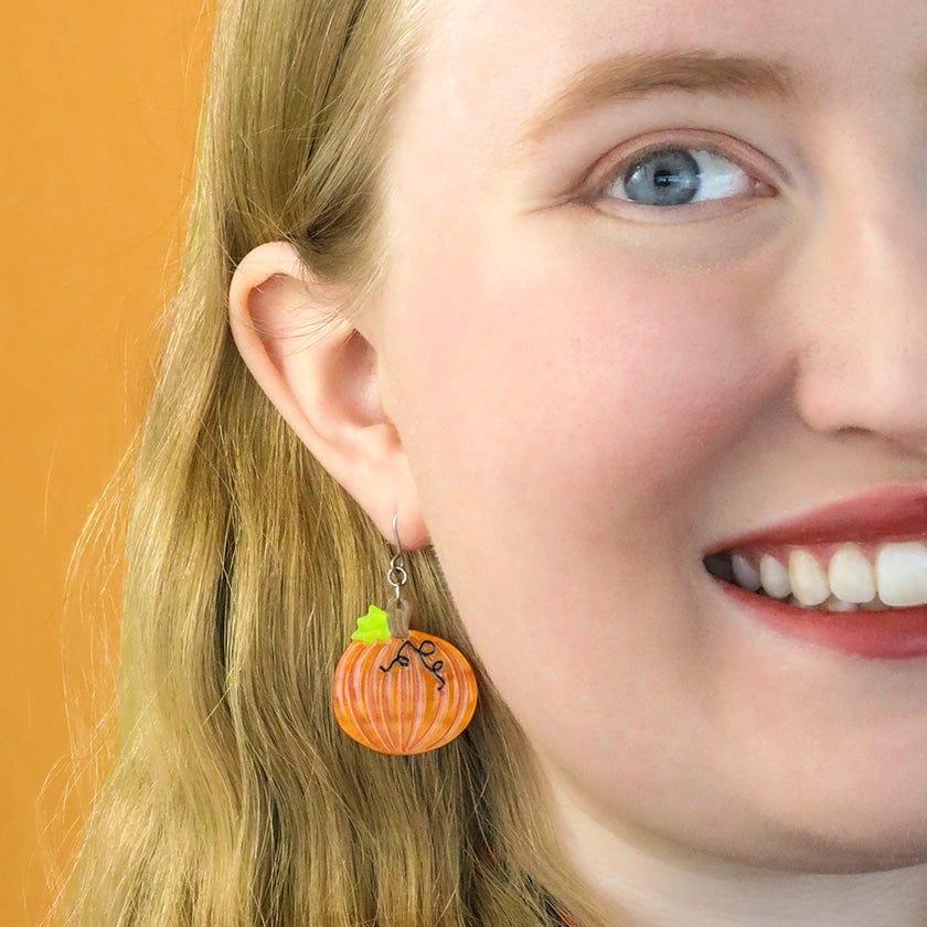 Midnight Magic Pumpkin Drop Earrings  -  Erstwilder  -  Quirky Resin and Enamel Accessories