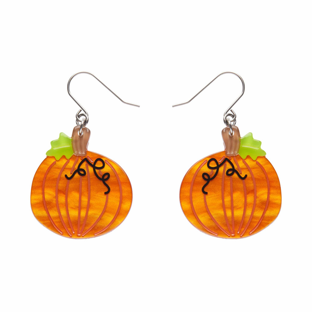 Midnight Magic Pumpkin Drop Earrings  -  Erstwilder  -  Quirky Resin and Enamel Accessories
