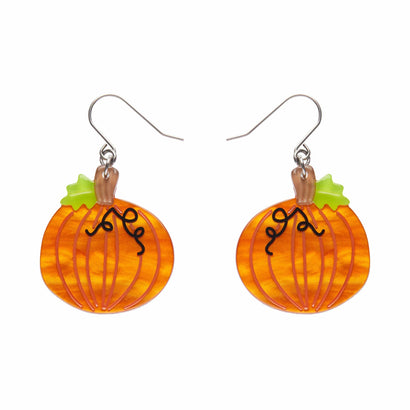 Midnight Magic Pumpkin Drop Earrings  -  Erstwilder  -  Quirky Resin and Enamel Accessories
