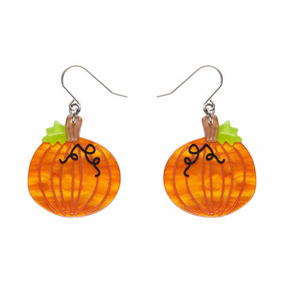 Midnight Magic Pumpkin Drop Earrings  -  Erstwilder  -  Quirky Resin and Enamel Accessories