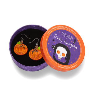 Midnight Magic Pumpkin Drop Earrings  -  Erstwilder  -  Quirky Resin and Enamel Accessories