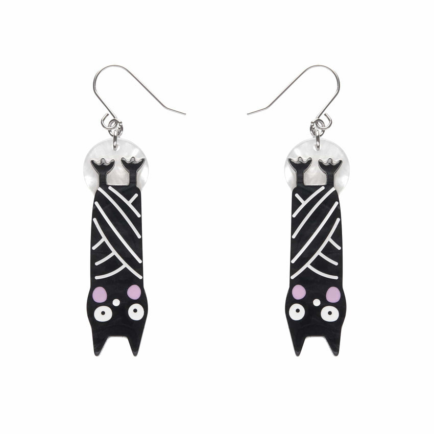 Halloween Hang-up Bat Drop Earrings  -  Erstwilder  -  Quirky Resin and Enamel Accessories