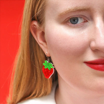 Darling Strawberry Drop Earrings  -  Erstwilder  -  Quirky Resin and Enamel Accessories