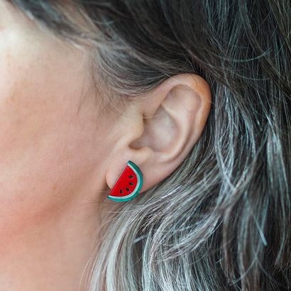 Viva la Vida Watermelons Stud Earrings  -  Erstwilder  -  Quirky Resin and Enamel Accessories