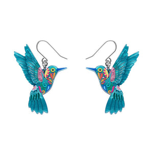 Frida's Hummingbird Drop Earrings  -  Erstwilder  -  Quirky Resin and Enamel Accessories