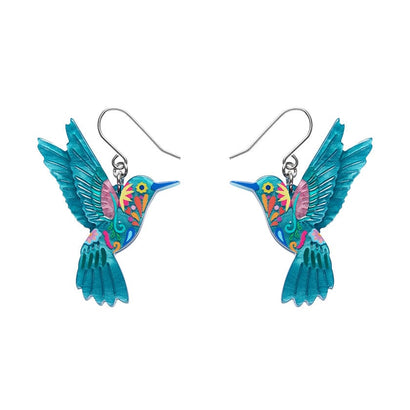 Frida's Hummingbird Drop Earrings  -  Erstwilder  -  Quirky Resin and Enamel Accessories