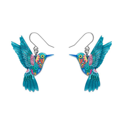 Frida's Hummingbird Drop Earrings  -  Erstwilder  -  Quirky Resin and Enamel Accessories