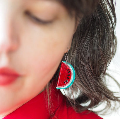 Viva la Vida Watermelons Drop Earrings  -  Erstwilder  -  Quirky Resin and Enamel Accessories