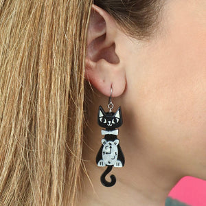 It’s Kitty Time Drop Earrings  -  Erstwilder  -  Quirky Resin and Enamel Accessories