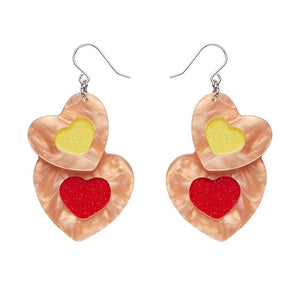Lolly Heart Cookies Drop Earrings  -  Erstwilder  -  Quirky Resin and Enamel Accessories