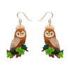 Regal Woodland Owl Drop Earrings  -  Erstwilder  -  Quirky Resin and Enamel Accessories
