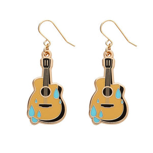 Guitar Blues Enamel Drop Earrings  -  Erstwilder  -  Quirky Resin and Enamel Accessories