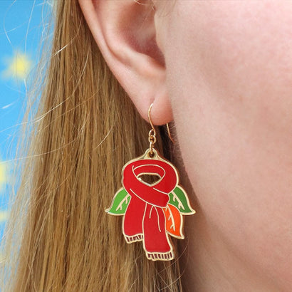 Scarf Souvenir Enamel Drop Earrings  -  Erstwilder  -  Quirky Resin and Enamel Accessories