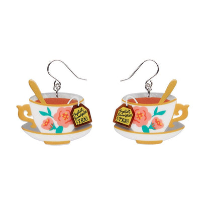 Fancy a Cuppa Drop Earrings  -  Erstwilder  -  Quirky Resin and Enamel Accessories