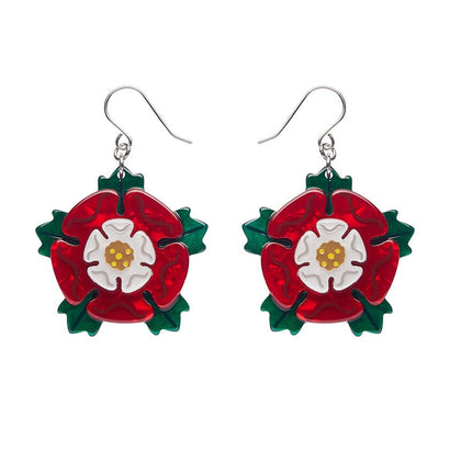 Tudor Rose Drop Earrings  -  Erstwilder  -  Quirky Resin and Enamel Accessories