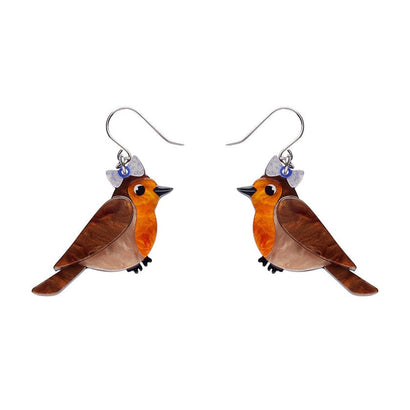 Rosie the Robin Drop Earrings  -  Erstwilder  -  Quirky Resin and Enamel Accessories