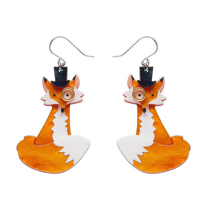 Felix the Fox Drop Earrings  -  Erstwilder  -  Quirky Resin and Enamel Accessories