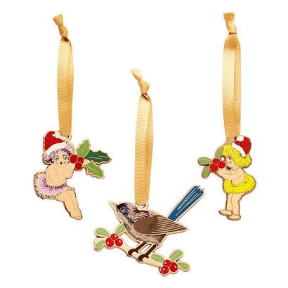 May Gibbs Christmas Ornament Pack - 3 Piece  -  Erstwilder  -  Quirky Resin and Enamel Accessories