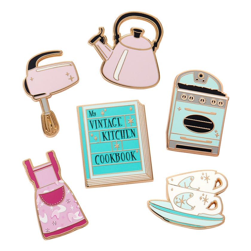 Vintage Kitchen Enamel Pin Pack - 6 Piece  -  Erstwilder  -  Quirky Resin and Enamel Accessories