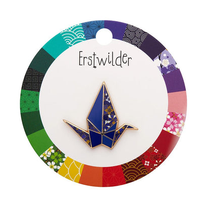 The Fortunate Crane Enamel Pin  -  Erstwilder  -  Quirky Resin and Enamel Accessories