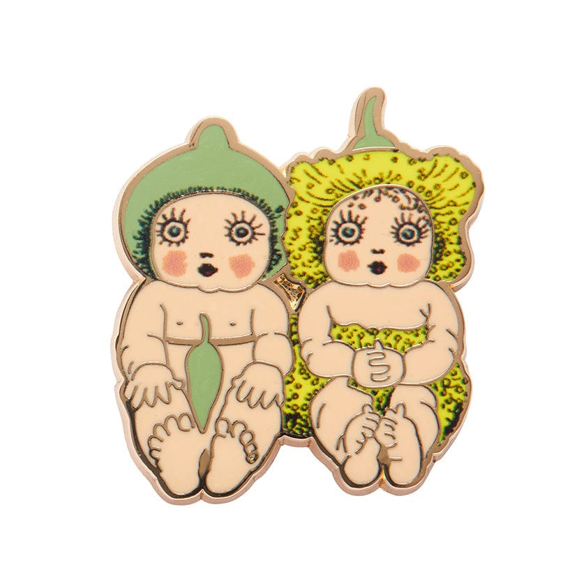 Gumnut Twins Enamel Pin  -  Erstwilder  -  Quirky Resin and Enamel Accessories