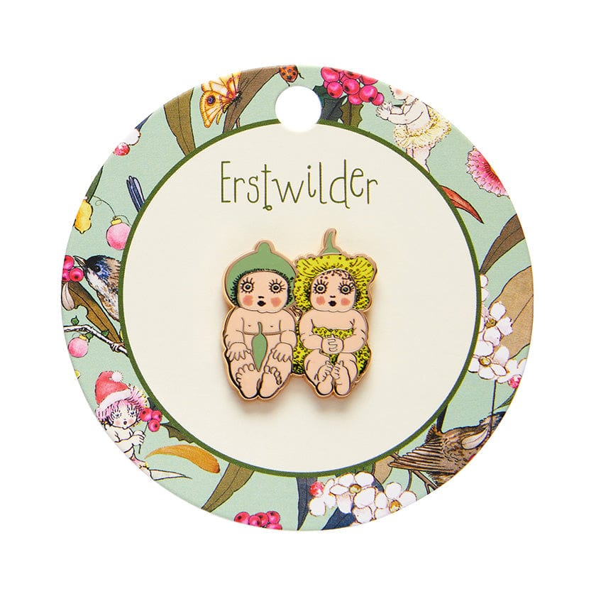 Gumnut Twins Enamel Pin  -  Erstwilder  -  Quirky Resin and Enamel Accessories