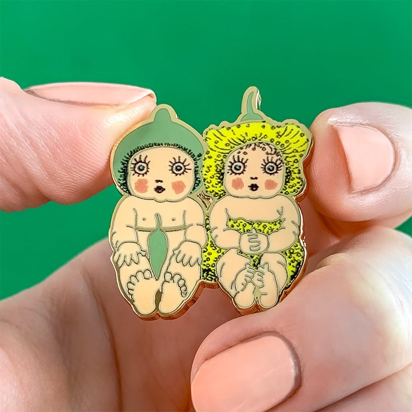 Gumnut Twins Enamel Pin  -  Erstwilder  -  Quirky Resin and Enamel Accessories