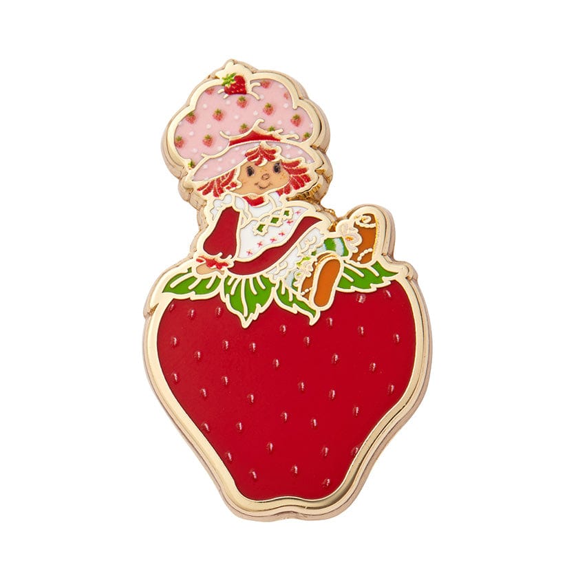 Sitting on a Strawberry Enamel Pin  -  Erstwilder  -  Quirky Resin and Enamel Accessories