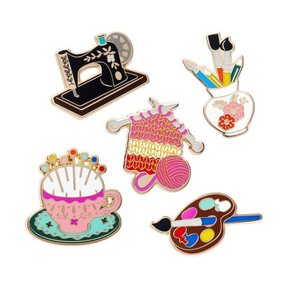 Arts & Crafts Enamel Pin Pack - 5 Piece  -  Erstwilder  -  Quirky Resin and Enamel Accessories