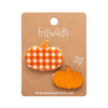 Pumpkin Patch Mini Brooch Set - Orange & Orange Gingham  -  Erstwilder  -  Quirky Resin and Enamel Accessories