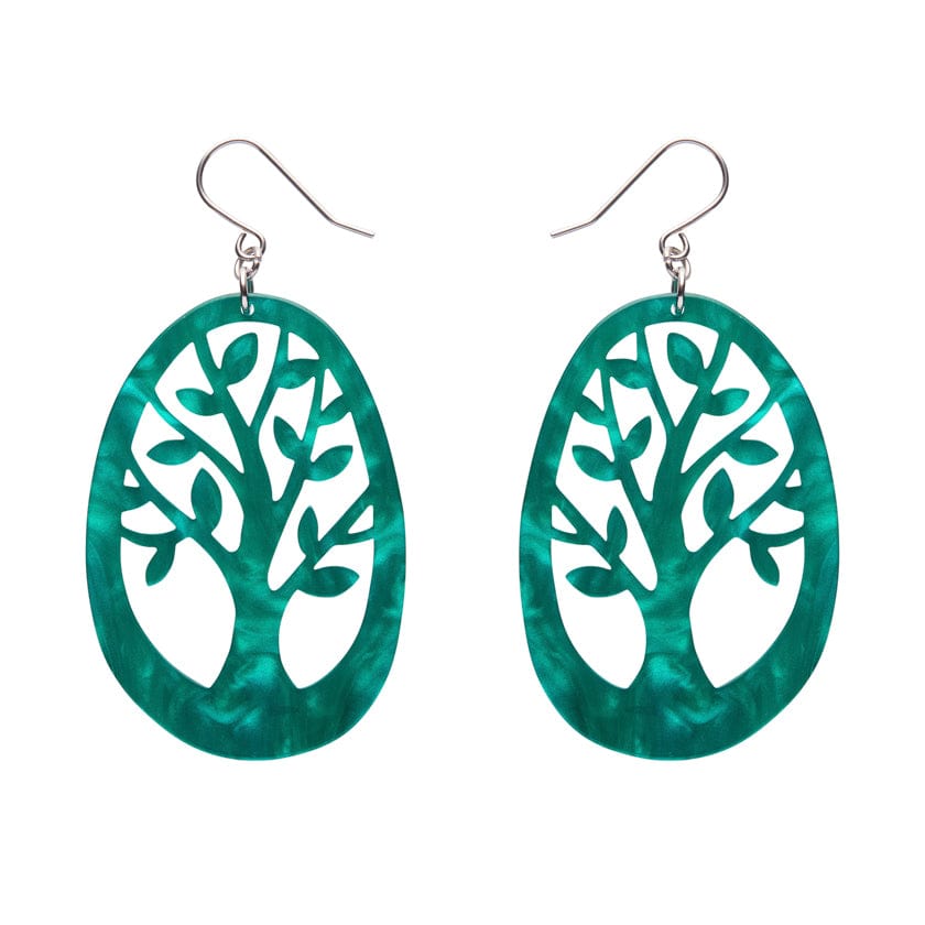Tree Drop Earrings – Teal  -  Erstwilder Essentials  -  Quirky Resin and Enamel Accessories