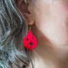 Round Bauble Drop Earrings - Red